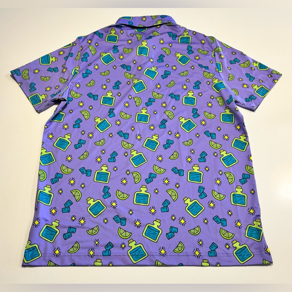 Sunday Swagger Golf Polo Tequila All Over Print Size Medium Stretch - Picture 2 of 8